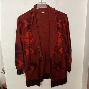 Wild Pearl Burgundy Patterned Cardigan (42Wx28L) Sz M Great Condition!